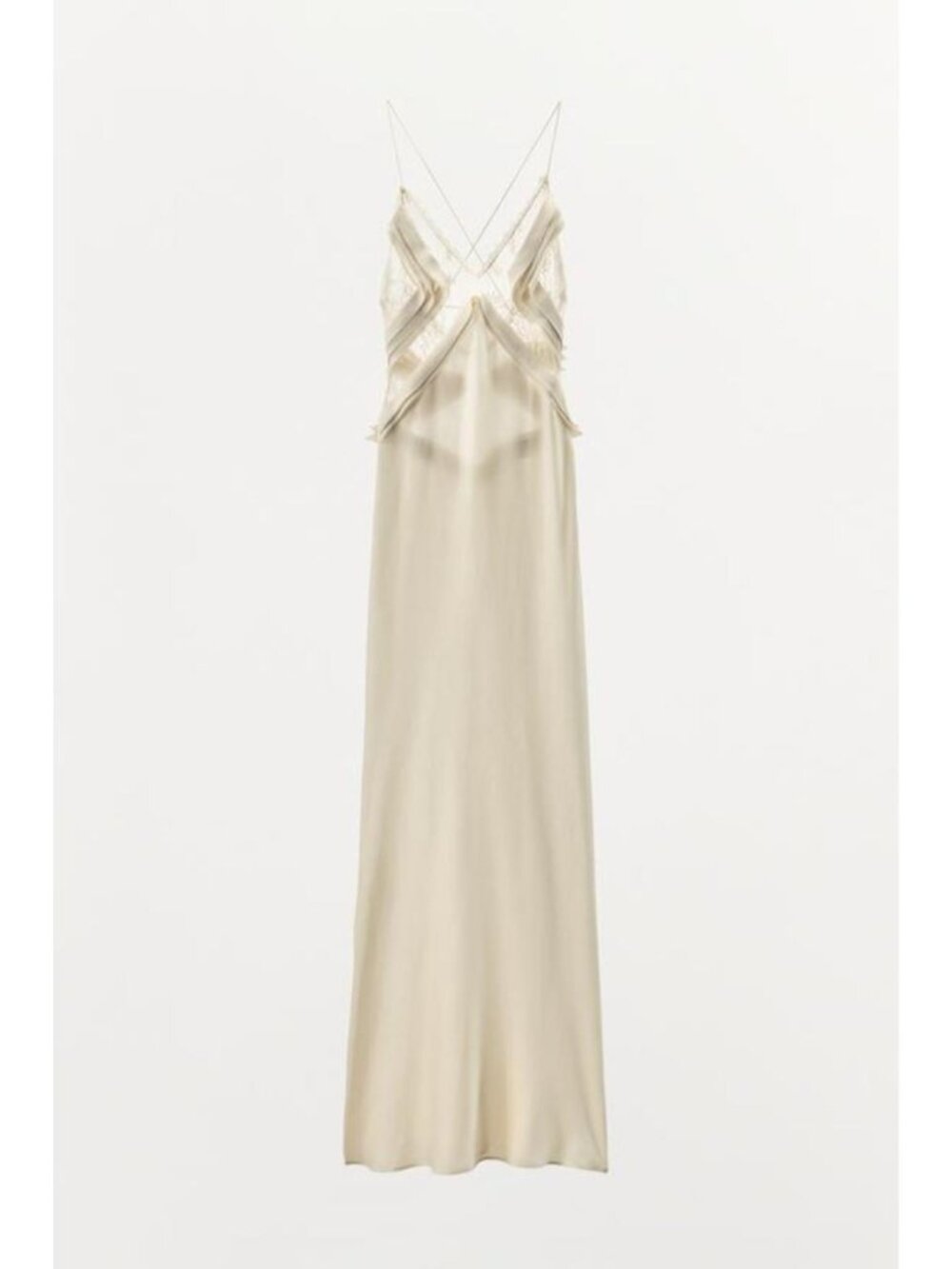 ZARA LONG GEORGETTE RUFFLE DRESS